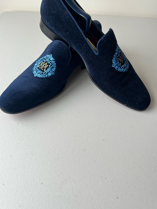 Mezlan Custom Velvet Loafers Mens 10  Blue Tuxedo Formal Shoes main image 5